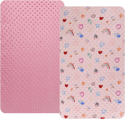 Dot Bassinet Sheet Set 2 Pack Stretch Fitted Bedside Sleeper Bassinet Sheets Sheets,Ultra Soft, for Baby Girls and Boys Light Green Dinosaur