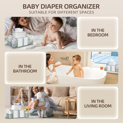 GILPWA Diaper Caddy, Baby Changing Table Organizer, Detachable Clear Acrylic Diaper Storage for Wipe Dispenser, Wipe Warmer and other Diapering Essentials
