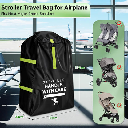 Stroller Bag for Airplane: Airplane Travel Essentials, 46" H x 21" W x 13" D Stroller Cover for Air Travel, Fit Single/Double/Jogging/Baby Stroller Travel System, First Mothers Day Gifts for New Mom