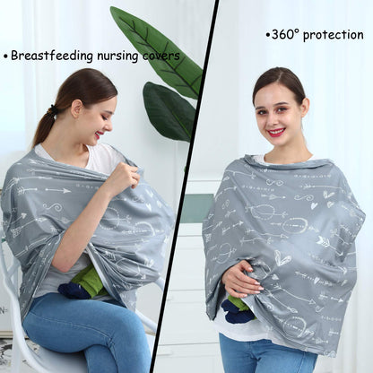 Car Seat Covers for Babies - Multi-use Carseat Canopy Cover Breastfeeding Covers, Stroller Canopy Cover (Navy Dinosaur)