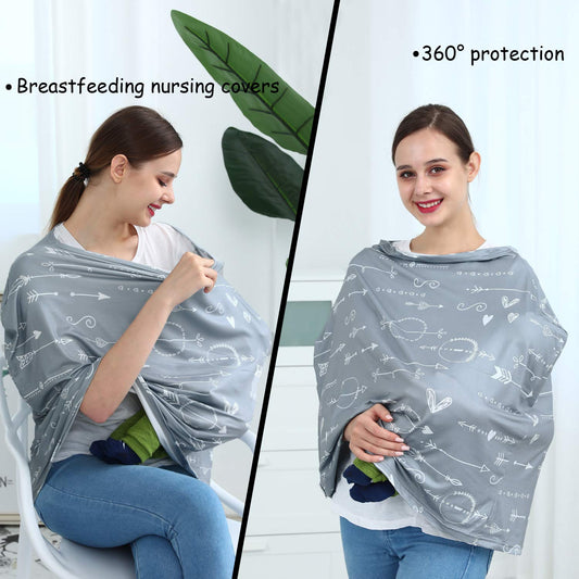 Car Seat Covers for Babies - Multi-use Carseat Canopy Cover Breastfeeding Covers, Stroller Canopy Cover (Navy Dinosaur)