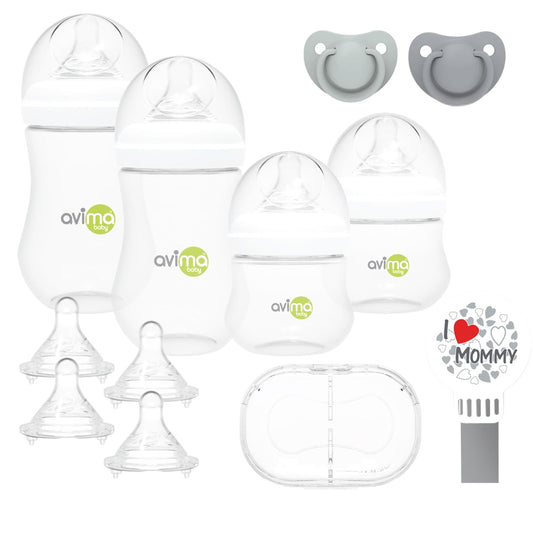 Anti Colic Baby Bottle Starter Set - 22 Pieces, Medium & Slow Flow Nipples, Infant Pacifiers, Formula Dispensers & More - Baby Bottle Sets for Newborn 0-6 Months