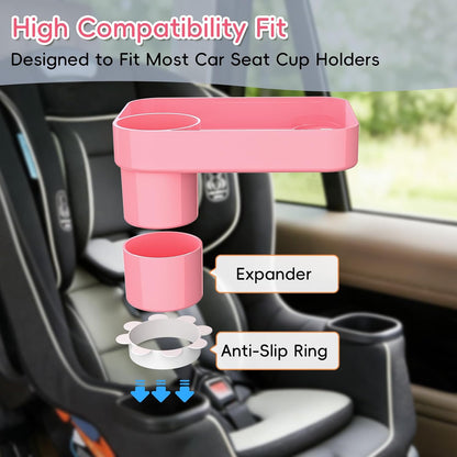 Kids Car Seat Tray, Travel Tray with Cup Holder for Toddler Baby, Kids Car Seat Food Snack Organizer for Road Trip, Stroller Snack Organizer Travel Must Haves Toddler Must Haves (Dark Gray, 1PCS)