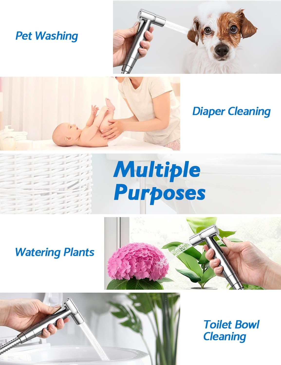BRITULIF Handheld Bidet Sprayer for Toilet, Jet Sprayer for Toilet Muslim Shower, Adjustable Cloth Diaper Sprayer Bidets Attachment for Toilet, Toilet Bidet Sprayer with Bidet Hose for Feminine Wash