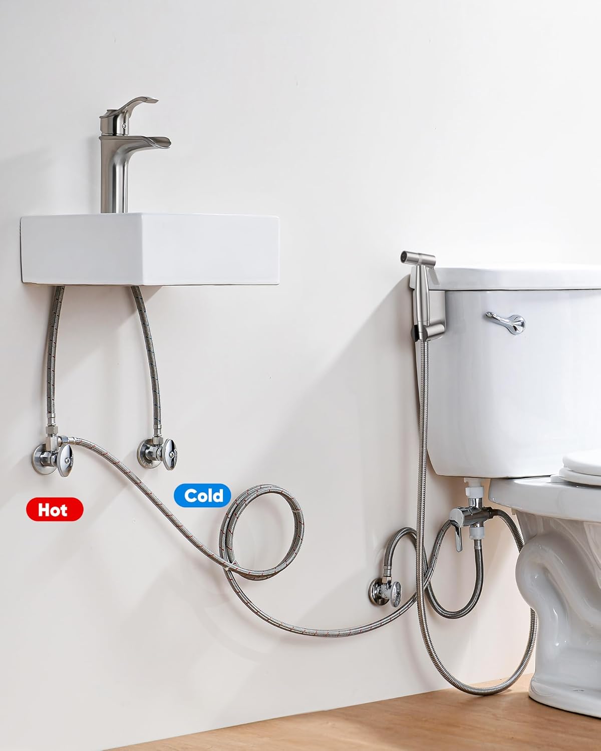 Arofa Handheld Toilet Bidet Sprayer for Toilet-Adjustable Water Pressure Control with Bidet Hose for Feminine Wash, Stainless Steel Brushed Nickel Bidet Faucet Cloth Diaper for Baby Wash