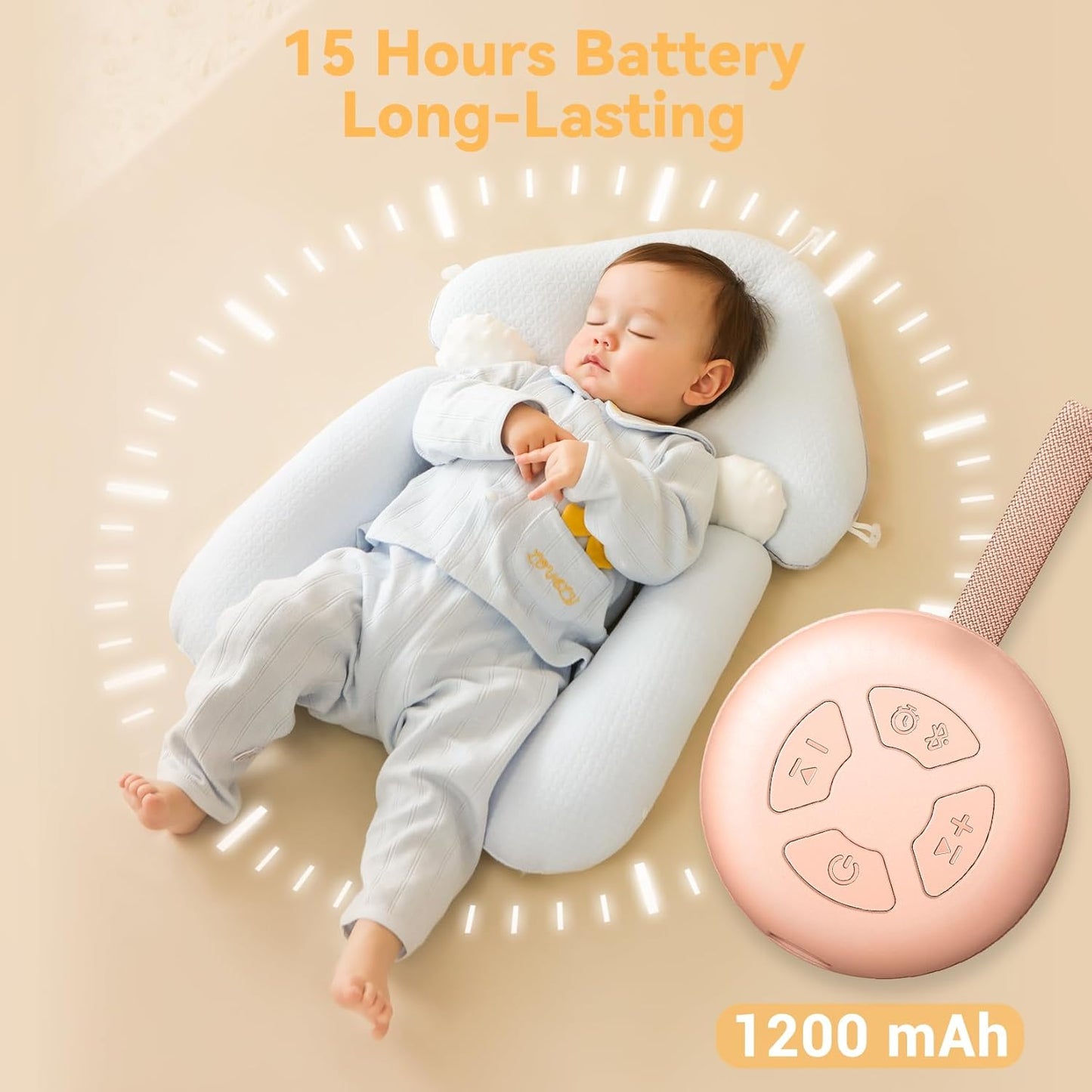 Portable Sound Machine for Baby | White Noise | 12 Soothing Sounds | Noise Canceling for Travel, Office, Nursery | Baby Shower | Registry Gift | Sleep Soother for Babies Kids Adults | Putty