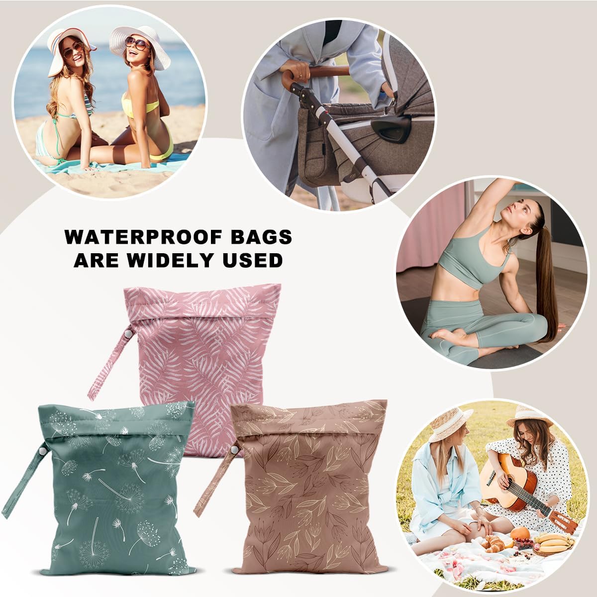 Unicorn Wet Dry Bag 12x10 Inch, Waterproof Reusable Wet Bag with Two Zippered Pockets & Handle for Swimsuit Travel Beach Pool Gym Stroller Dirty Yoga Gym Clothes Toiletries Daycare Organizer