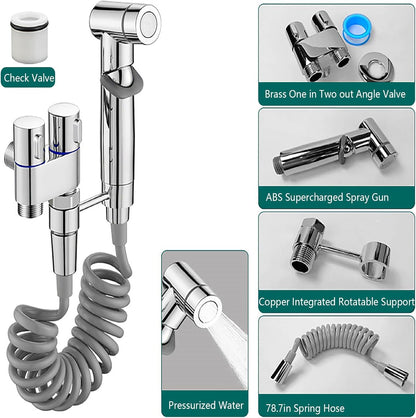 Handheld Bidet Sprayer for Toilet, Handheld Sprayer Kit, Baby Cloth Diaper Sprayer Set for Feminine Wash- Easy to Install - Stainless Steel (Silver)