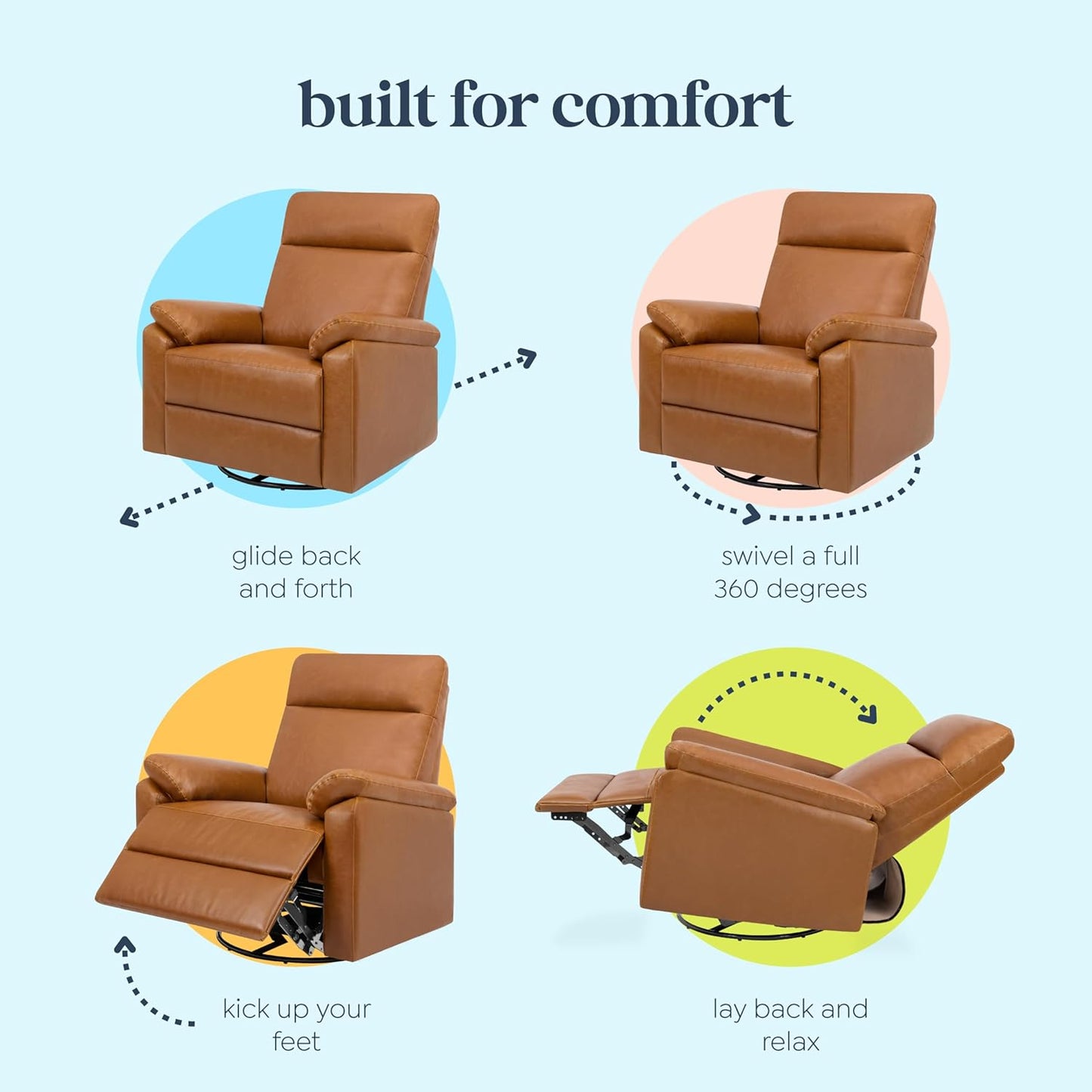 Davinci Suzy Glider Recliner Nursery Chair - Glider Rocking Chair for Nursery and Living Room - GREENGUARD Gold, FSC & Certi-PUR US Certified - 360° Swivel Rocker Recliner Chair (Cozy Cream Boucle)