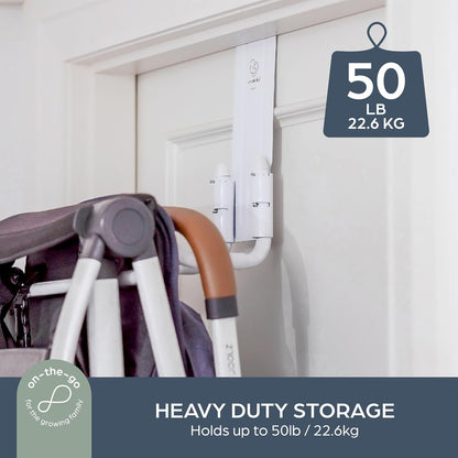 Dreambaby StrollAway Over The Door Baby Stroller Hanger – Heavy Duty Metal Hook Organizer with 50lb Load Capacity