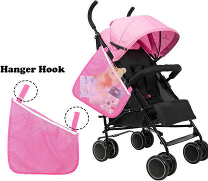Alovexiong 2 Pack Universal Stroller Organizer Bag, Side Sling Cargo Stroller Net, Non-Slip and Adjustable Straps Storage Mesh Bag for Baby Accessories, Mesh Cargo Net for Stroller Storage - Black