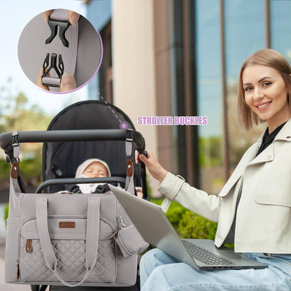 Tuwubi Diaper Bag Tote,Baby Diaper Bag with Pacifier Case Large Travel Diaper Tote Caddy for Mom and Dad Multifunction Large Baby Bag - M-Pink
