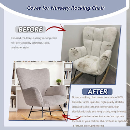 Nursery Rocking Chair Cover,1 Piece Glider Chairs Cover Slipcovers,Soft with Elastic Bottom Spandex Jacquard Small Checks,Furniture Protector Washable