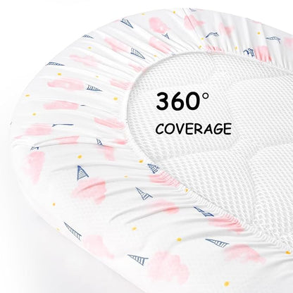 Yoofoss Bassinet Sheets for Baby,3-Pack Fitted Bassinet Sheets Set Compatible with Halo Bassinest Swivel Sleeper,Baby Delight,Angelbliss,Soft Breathable Bassinet Mattress Sheets (Pink+Floral)