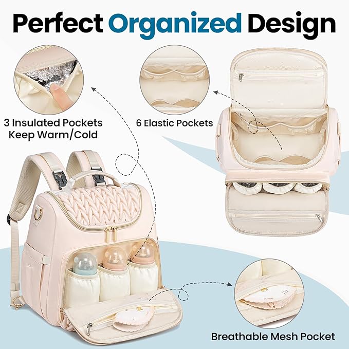 Tealari 4 in 1 Convertible Diaper Bag Backpack,Waterproof Baby Diaper Bag with Changing Pad,Converts into Baby Tote Bag,Diaper Backpack,Stroller Bag and Crossbody Diaper Bag