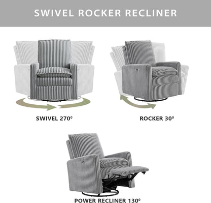 Oxford Baby Uptown Upholstered Glider Recliner Rocking Chair 360° Swivel for Nursery and Living Room - Boucle White