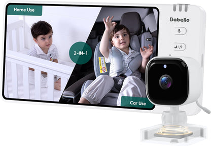 BABELIO Wireless Baby Car Camera with 5" HD Night Vision, Battery-Powered Rear Facing Car Seat Monitor for Kids and Pet, Easy Install 360° Rotatable Backseat Mirror, Newborns Travel Essentials Gifts