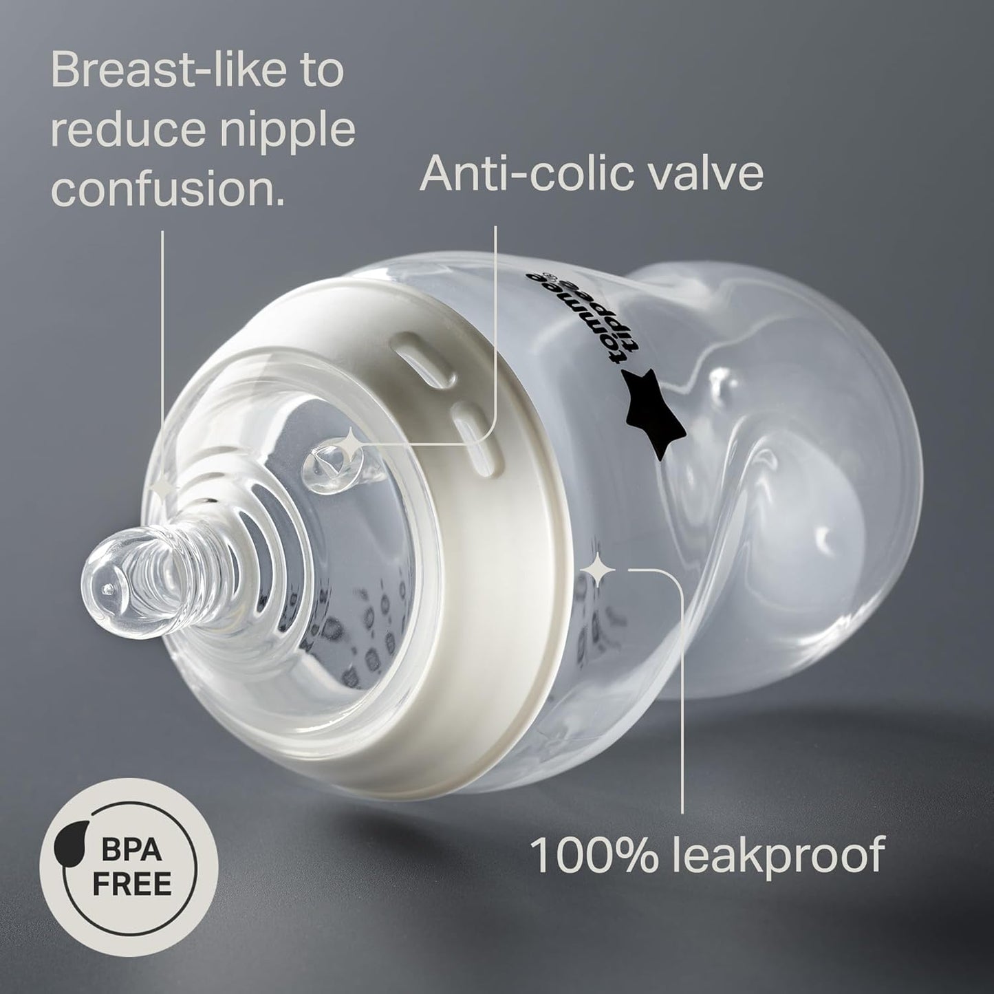 Tommee Tippee Natural Start 12 Piece BPA Free Bottle Set, Includes 2 x 5 oz, 3 x 9 oz, 1 x 11 oz Bottles, Newborn 0+ Months, Slow, Medium & Thicker Flow Breast-Like Nipples, Cleaning Brush, Clear