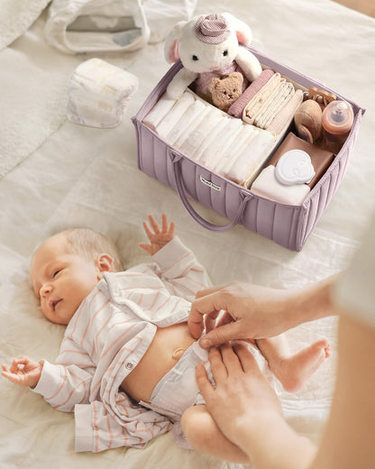 Blissful Diary Baby Diaper Caddy Organizer, Stylish Storage Basket for Newborn Essentials and Diaper Station, Gift for Baby Shower and Registry Must-Have, Mocha Brown