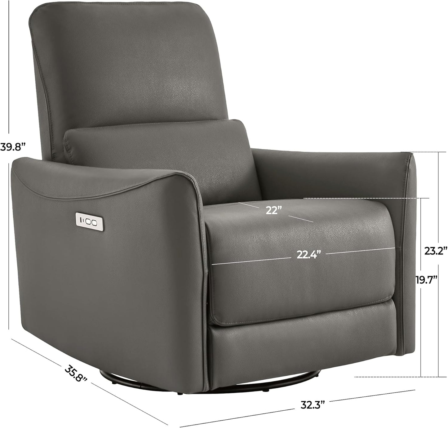 CHITA Power Recliner Chair Swivel Glider, FSC Certified Upholstered Living Room Nursery Reclining Sofa Chair with Lumbar Support, Linen