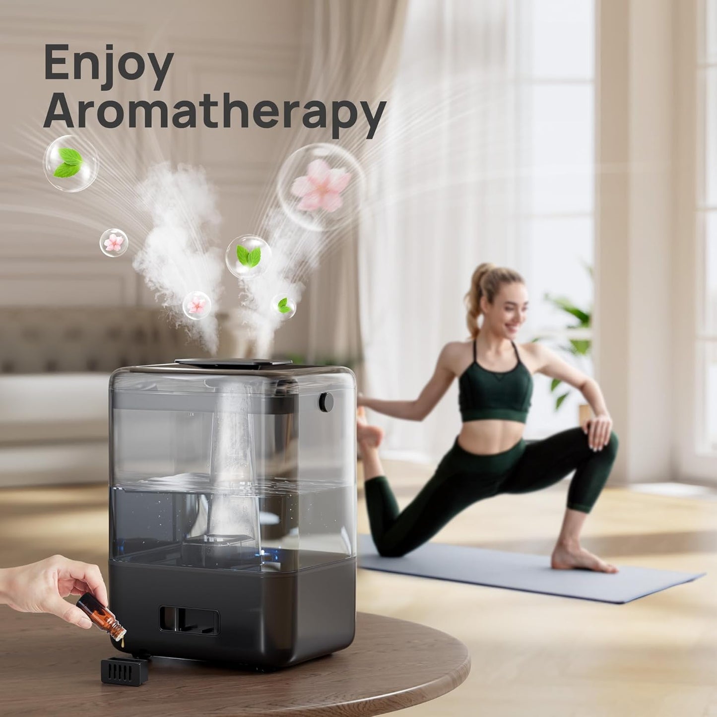 CHIVALZ Humidifiers for Bedroom Large Room, 6L Cool Mist Top Fill Humidifier with Essential Oil Diffuser, 26dB Quiet Ultrasonic Humidifier for Baby Nursery Plants, 50H Runtime Night Light 1 Pack White