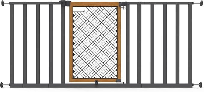 Ingenuity Ingenuity Thruway 60XW Series Extra Wide Safety Pet&Baby Gate,30"-60" Wide,26" Tall,Pressure or Hardware Mounted,Install Wall to Wall in Doorway or Stairway–Honey Oak Stained Wood&Metal