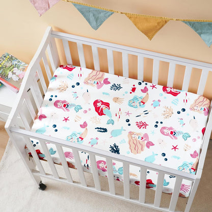 PHF 3 Pack Soft Mini Crib Sheets, Floral & Animal Pack N Play Sheets for Baby Boys Girls, No Slip Universal Fit for Pack N Play, Playard, Portable and Mini Crib Mattresses,Floral & Animal