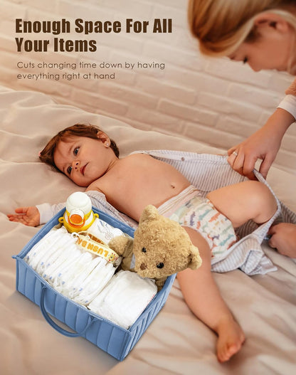 SWEET DOLPHIN 2-Pack Quilted Diaper Caddy Organizer – Premium Puffer Style Nursery Storage Bins – Water-Resistant & Wipeable Changing Table Organizer – Trendy Tote for Home & Car Travel - Mocha Brown
