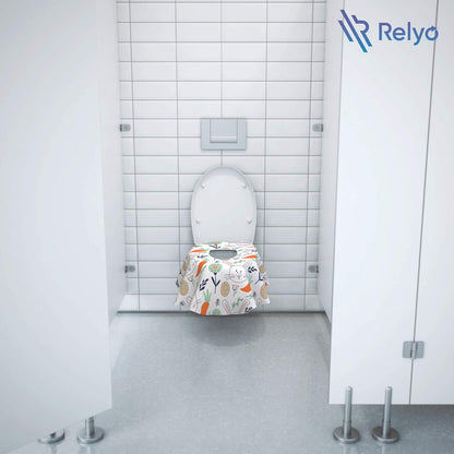 Relyo Disposable Toilet Seat Cover for Travel – 20 Pack with Covers Wrapped in Sets of 2, Non-Flushable Liners, Fits Most Seats – Kids, Toddlers, Adults (Dinosaurs, 20)