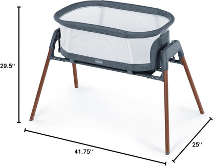 Chicco LullaGlide 3-in-1 Stationary, Gliding, and Portable Baby Bassinet, Waterproof Mattress and Fitted Sheet, Travel Bassinet for Baby Includes Carry Bag, Luna/Grey