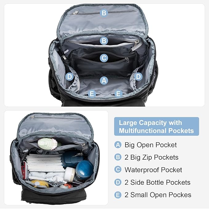 LOVEVOOK Diaper Bag Backpack Large Capacity Baby Bag with Portable Changing Pad, Multifunction Baby Travel Backpack