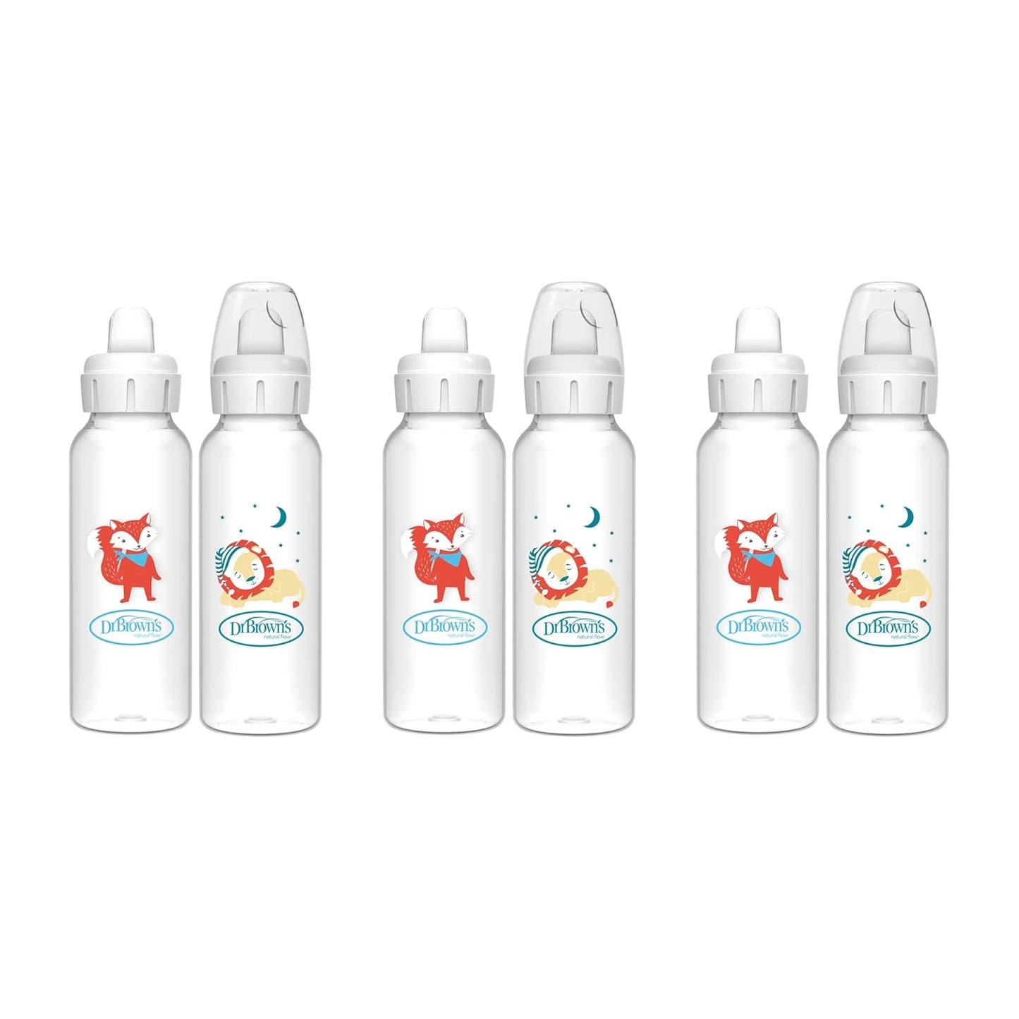 Dr. Brown's Milestones Narrow Sippy Bottle, 100% Silicone Soft Sippy Spout, 8oz/250mL, Flamingo & Bunny, 6m+