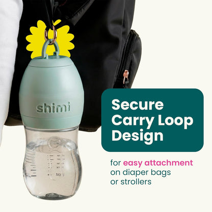 Shimi 2.0 Baby Formula Bottle with Refillable Formula Pods, 9 oz Tritan Feeding Bottle with Anti-Colic Silicone Nipple, Built-in Formula Dispenser for Travel and On-the-Go Feeding, Pack of 2