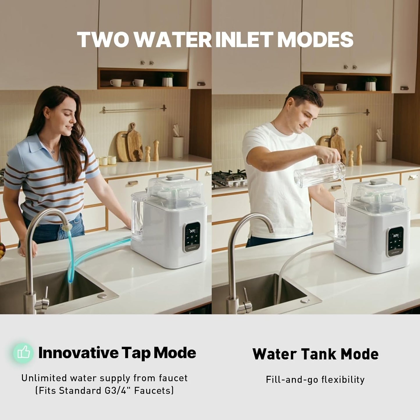Baby Bottle Washer, Sterilizer & Dryer - All-in-One Pro Cleaning Machine with Fishbone Spray Arm, Self-Cleaning & AUTO Mode, Dual Water Inlet for Bottles, Breast Pump & Baby Essentials