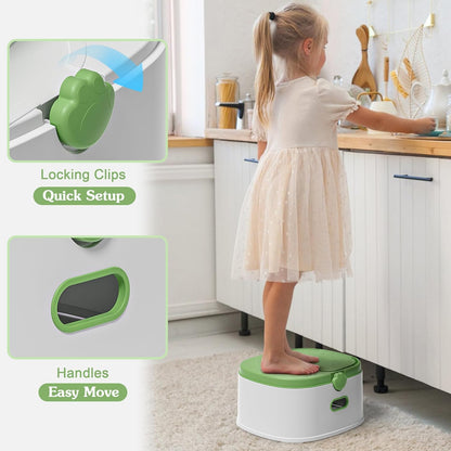 3-in-1 Potty Training Toilet, Portable Potty, Potty Training Seat and Toddler Step Stool, Easy Setup and Clean, Anti-Slip Toddler Potty Trainer for Boy Girl,Grey