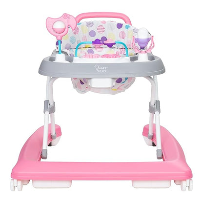 Smart Steps Trend Plus 2-in-1 Activity Walker with Deluxe Removable Toys, Walk-Behind Bar, Adjustable Height and Flat Fold Frame for Storage, Ages 6 Months +, Orbits Pink