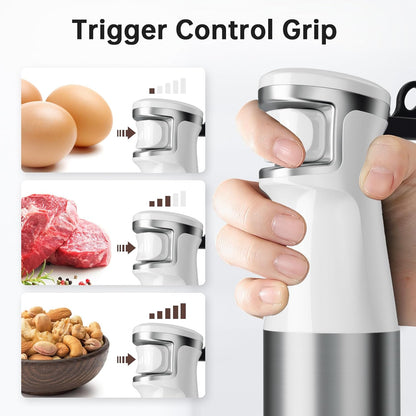 Turelar Immersion Blender Handheld Corded Hand Blenders Set 1100W, Trigger Variable Speed 5 in 1 Stick Emulsifier with Chopper, Whisk and Frother for Soup, Baby Food and Smoothies, Orange