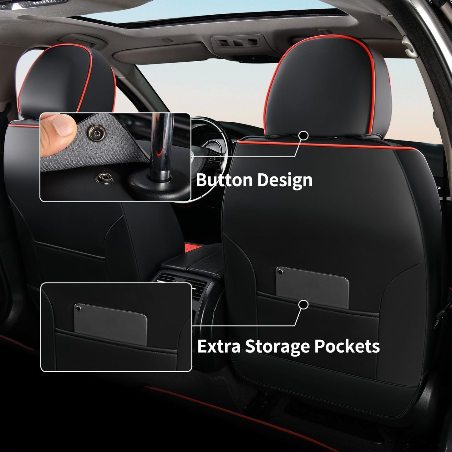 FLORICH Car Seat Covers Full Set, Automotive Seat Covers, Black Car Seat Cover, Waterproof Seat Protectors Universal fit for Car Truck Van SUV - Black