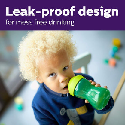 Philips AVENT My Easy Sippy Cup with Soft Spout and Spill-Proof Design, Blue/Green, 9oz, 2pk, SCF553/25