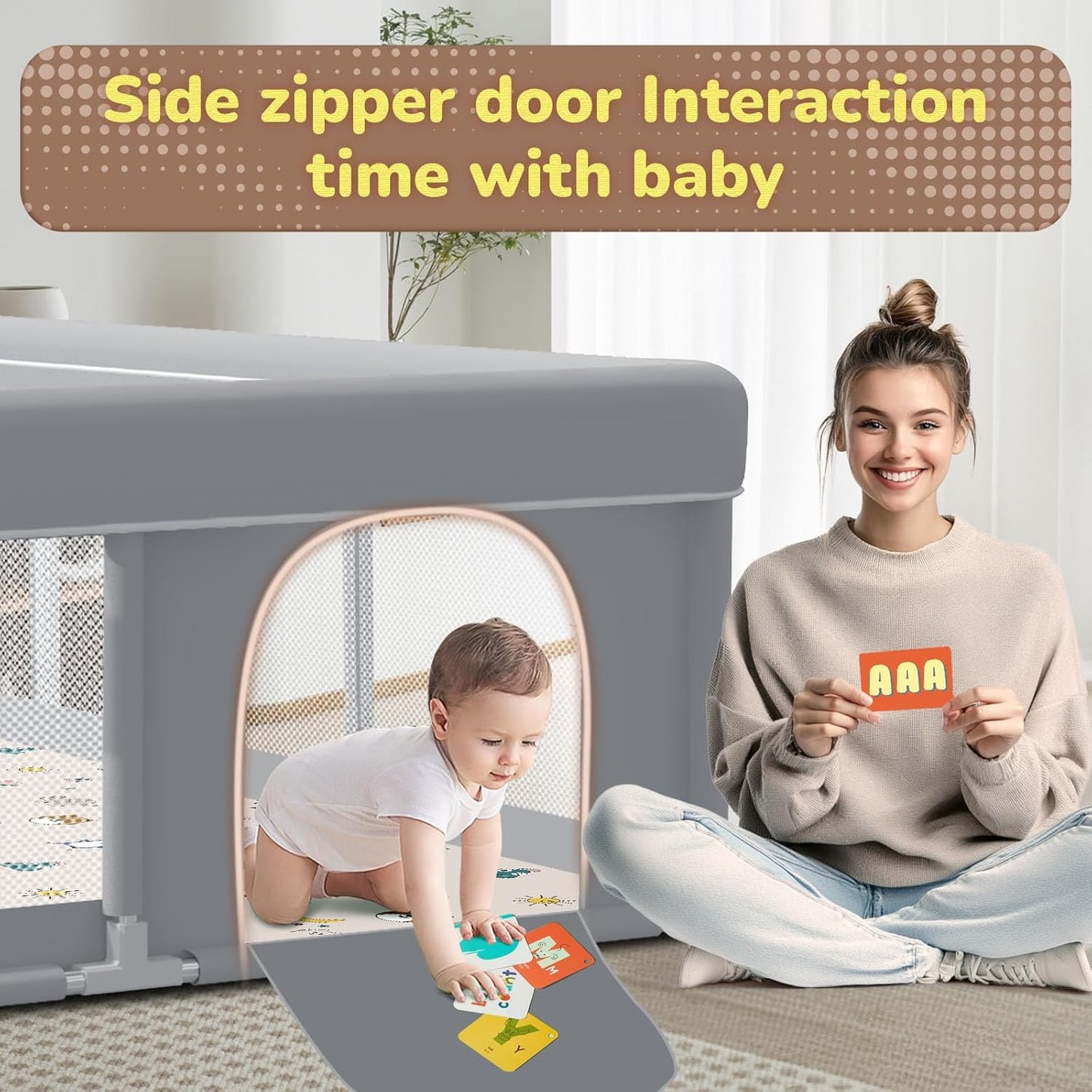 besuhot Large Baby Playpen 79x79 Inch, Playpens for Babies and Toddlers, Indoor & Outdoor Extra Large Kids Activity Center, Baby Play Yard with Zipper Gates.