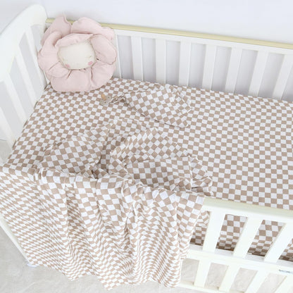 LifeTree Crib Sheets for Baby Unisex - Muslin Fitted Crib Sheets Toddler Bed Sheet, 70% Viscose from Bamboo and 30% Cotton, Fits Mini Crib & Pack and Play Playard, Bear, 26in x 38in