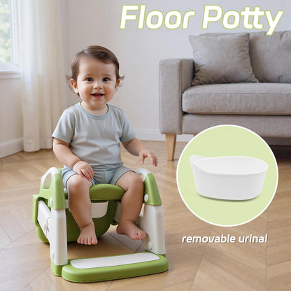 Snugzy Toddler Potty Training Seat 3-in-1 Foldable Potty Training Toilet with Step Stool Adjustable Potty Chair with Urinals (Grey)