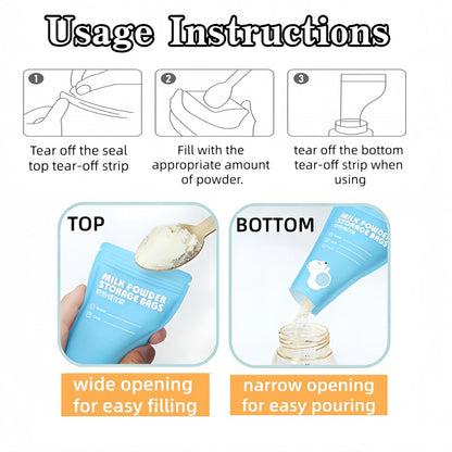 30 Pack 3.94x7.87 inch Writable Bulk Disposable Powder Bags for Travel Sample Dispenser Baby Formula Storage Container Transparent Window Portable Protein Powder Leakproof Pouches