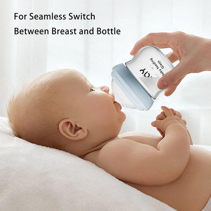 yanyoyo Natural Glass Baby Bottle for Breastfeeding Babies, 5.4oz Anti-Colic Baby Bottle with Natural Response Nipple(S), Clear, Wide Neck, 2 Pack, 1 Months+