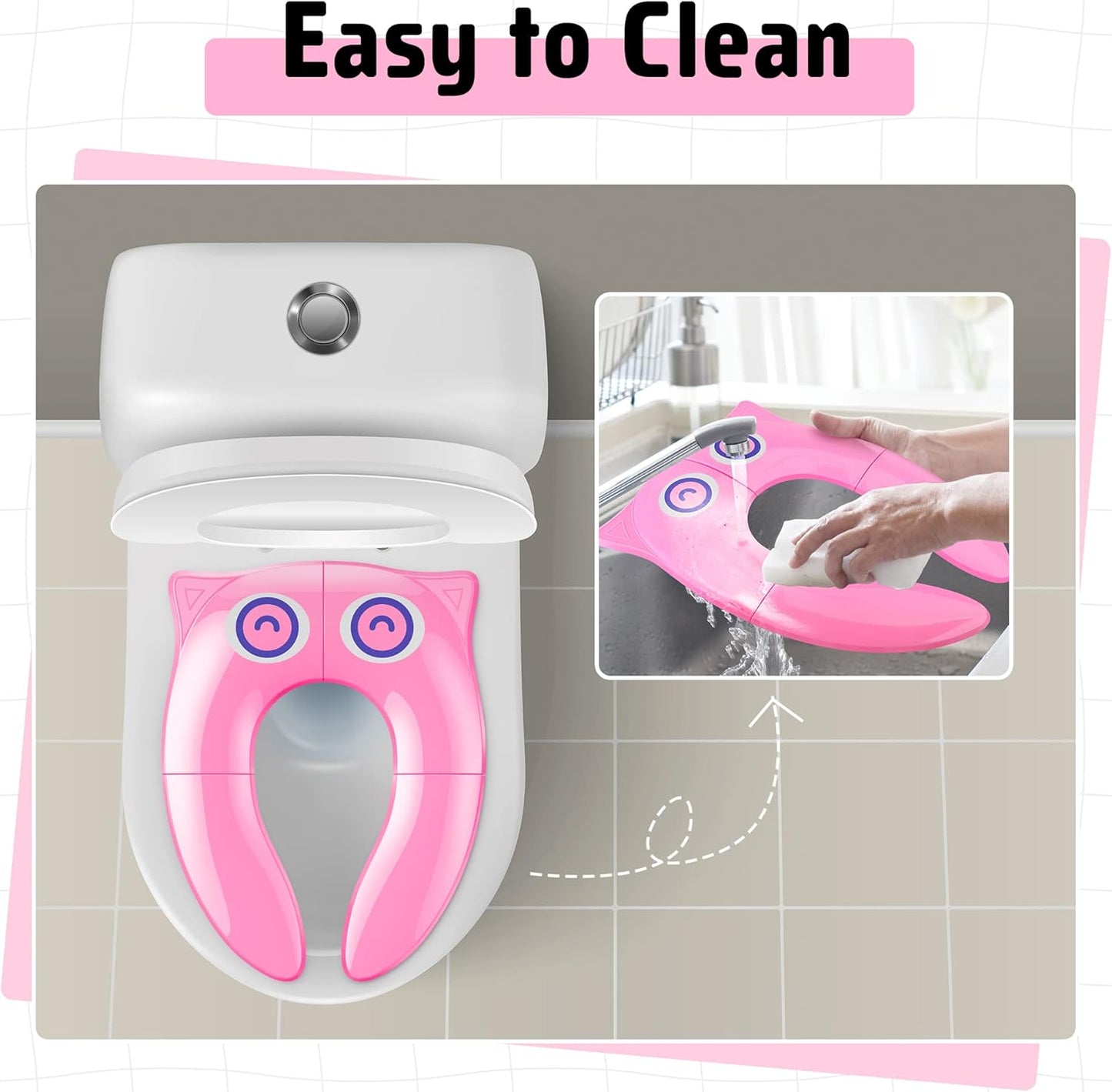 Portable Potty Seat for Toddler Travel - Foldable Non-Slip Potty Training Toilet Seat Cover for Boys Girls, Baby Kids with Drawstring Bag (Green Frog)