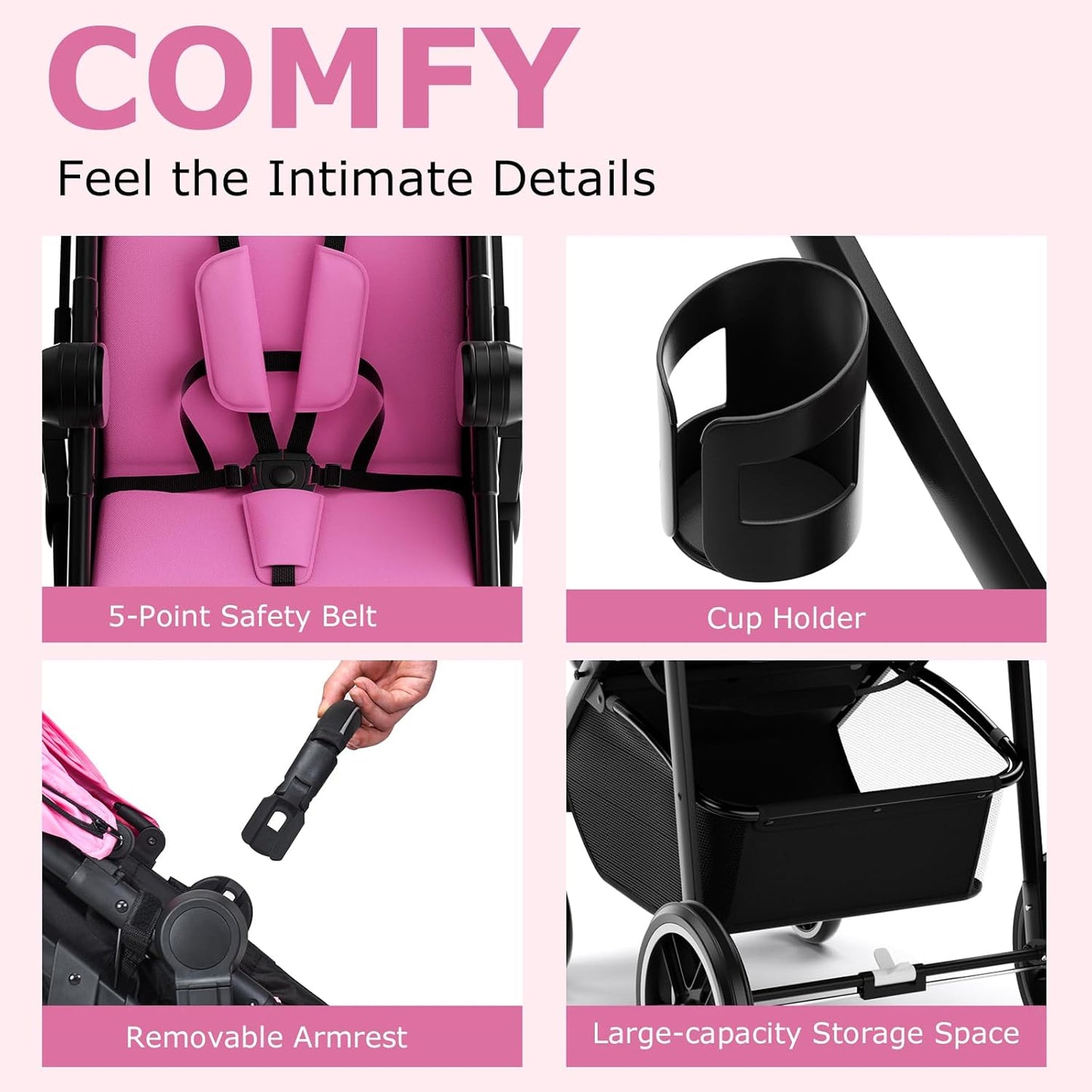 INFANS 2 in 1 Baby Stroller, High Landscape Infant Stroller & Reversible Bassinet Pram, Foldable Pushchair with Adjustable Canopy, Storage Basket, Cup Holder, Suspension Wheels (Black)