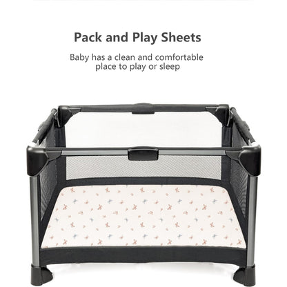 Konssy Muslin Mini Crib Sheets, 100% Soft Cotton Pack and Play Sheets for Pack N Play Mattress, Playard Baby Crib Sheets for Baby Girls (Floral, Pink)