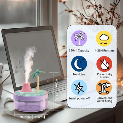 Cute Mini Humidifier 320mL Cool Mist Humidifie mute with 2 Mist Modes,for Home/Nursery/Office,Portable Mini Air Moisturizer,rechargeable mini humidifier(Gardenia pink)