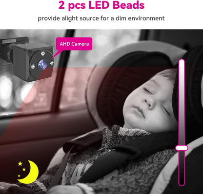 Baby Car Camera for 2 Kids 1080P Split-Screen Monitor Dual Cam Rear-Facing Cameras IR Night Vision 360° Rotatable Backseat Screen, Car Seat Mirror Alternative (2 Cameras with 5'' monirtor)