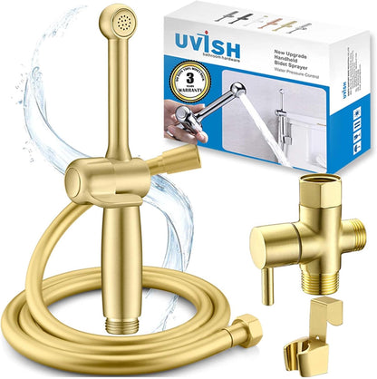 Handheld Bidet Toilet Sprayer, White Bidet Spray for Toilet, Cloth Diaper Sprayer with Backflow Preventer, Adjustable Water Jet Spray with 7.9" Long Wand